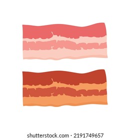 Raw pork belly and Crispy Pork belly isolated on white background 
