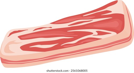 Raw pork belly meat showing layers of fat and muscle, ideal for various cooking preparations, offering a flavorful and visually appealing culinary experience