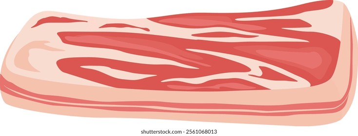 Raw pork belly slab displaying the characteristic marbling and fat layers, ideal for various culinary preparations, highlighting the quality and texture of the meat