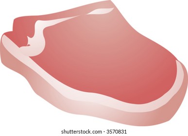 Raw Pork Chop, Cooking Ingredient, 3d Isometric Illustration