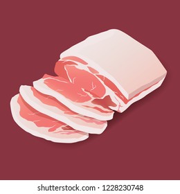 Raw pork steak vector meat icon on white. Fresh meat cuts