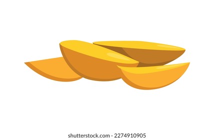 Raw potato wedges flat icon on white background vector illustration