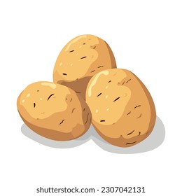 Patatas crudas con fondo blanco. Ilustración vectorial de patatas crudas sin pelar y frescas