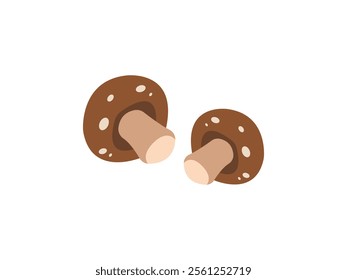 Raw realistic champignon mushroom. Whole and half isolated vegetable food with shadows. Vector 3d piles of ripe white mushroom slices. Fresh porcini or cremini fungi, vegetarian cooking ingredient