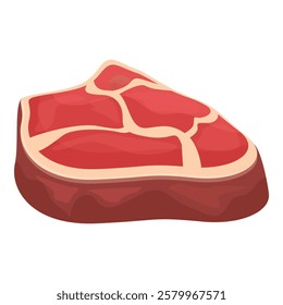 Raw red beef meat steak lying down isolated on white background