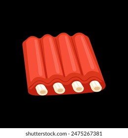 Raw rib meat vector isolated in black background. Meat illustration vector. Cartoon isolated fresh organic meat