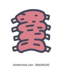 raw ribs color vector doodle simple icon