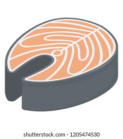 A raw salmon steak piece icon 
