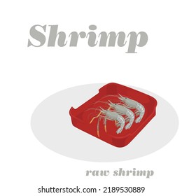 Raw Shrimp hat sich in Shabu-shabu gesetzt. Vektorgrafik in Design