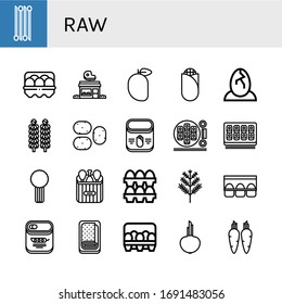einfache, rohe Symbole gesetzt. Enthält Symbole wie Zwieion, Ei, Butcher-Shop, Mango, Man, Eier, Brüsseler Rosenkohl, Kartoffel, Sushi Roll, Celery, Hühnerbein, kann für Web, Handy und Logo verwendet werden