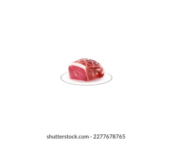 Raw smoked meat "knuckle" for cutting into slices. Vector illustration of a cartoon piece of meat