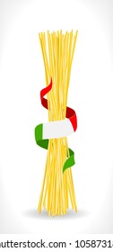 raw spaghetti with italian flag - vector illustration