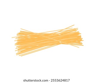 Raw spaghetti pasta realistic. Traditional Italian product for cooking different dishes, Bolognese, Carbonara and others. Delicious food icon isolated on white background. Vector illustration