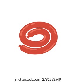Raw Spiral Sausage Cumberland Vector Illustration, Flat Isolated Rolled Pork Meat Clip Art