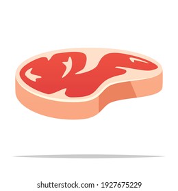 Raw steak meat vector isolated illustration
