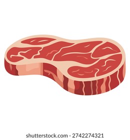 Raw steak meat vector isolated illustration designed for butcher shop food ingredient protein cooking grill and culinary themed graphics