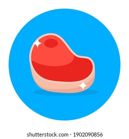 
Raw steak vector in modern flat rounded style 