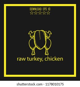 raw turkey sketch vector icon