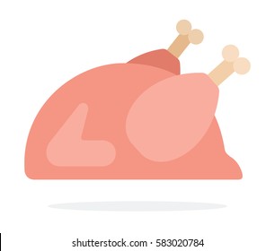 Raw turkey vector flat material design isolated on white