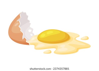 Huevo crudo sin cocer con vectores de Shell marrón raqueado Ilustración