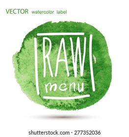 Raw vegan badges. Vector hand drawn labels. calligraphy watercolor.