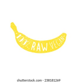 Raw vegan banana hand drawn label