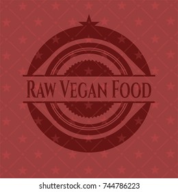 Raw Vegan Food badge with red background