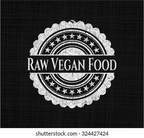 Raw Vegan Food chalkboard emblem on black board