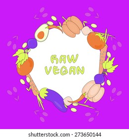 raw vegan food concept card in vector
