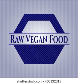 Raw Vegan Food emblem with jean high quality background