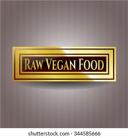 Raw Vegan Food gold badge or emblem