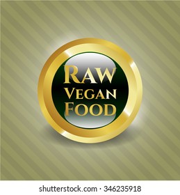 Raw Vegan Food gold badge or emblem
