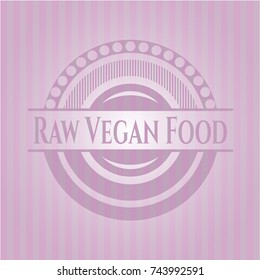 Raw Vegan Food pink emblem. Retro