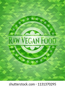 Raw Vegan Food realistic green mosaic emblem