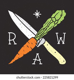 "Raw vegan" vector illustration