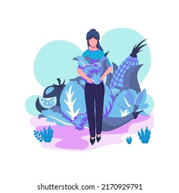 Raw veganism flat style illustration