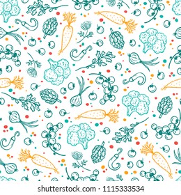 Raw Vegetables Seamless Pattern. Healthy  Food Background