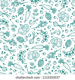 Raw Vegetables Seamless Pattern. Healthy  Food Background