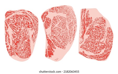 raw wagyu sirloin steak isolated on background. japanese beef