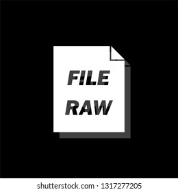 Raw. White flat simple icon with shadow