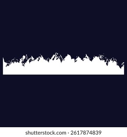 Raw white grunge brushstroke vector with distressed texture on dark blue. Perfect for edgy branding, album art, and urban designs. Hand-painted feel with rough, inky edges.