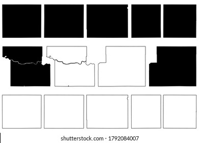 Rawlins, Sherman, Shawnee, Sedgwick, Saline, Seward and Sheridan  County, Kansas (U.S. county, United States of America, USA, U.S., US) map vector illustration, scribble sketch map