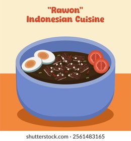 Rawon Indonesian Cuisine Vector Illustration