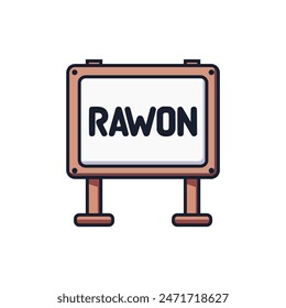 rawon indonesian food meal text on wood board sign vector illustration template design