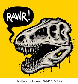 rawr dinosaur skull tshirt print