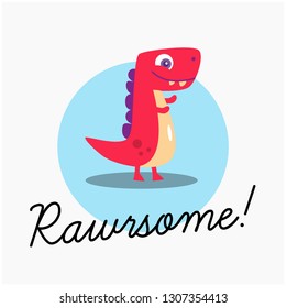 Rawrsome Pun Poster With Dinosaur