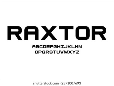 Raxtor font for logo and headline. Isolated vector typeset