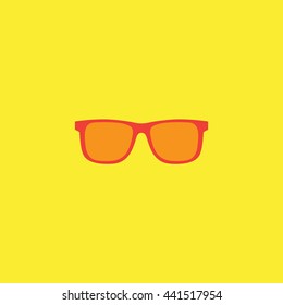 Ray Ban Sunglasses Icon, Red Eyeglasses Image Of Vector On Yellow Background
