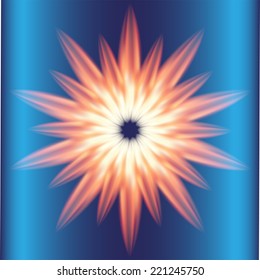 Ray Burst fire circle blue background