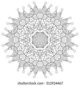 Ray edge mandala tracery wheel mehendi  design. Tracery calming ornament. Neat even binary harmonious doodle texture. Indifferent discreet. Ambitious bracing usable doodling mehndi pattern. Vector. 